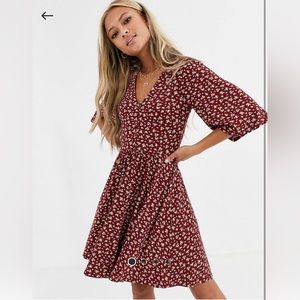 ASOS DESIGN floral mini button front swing dress